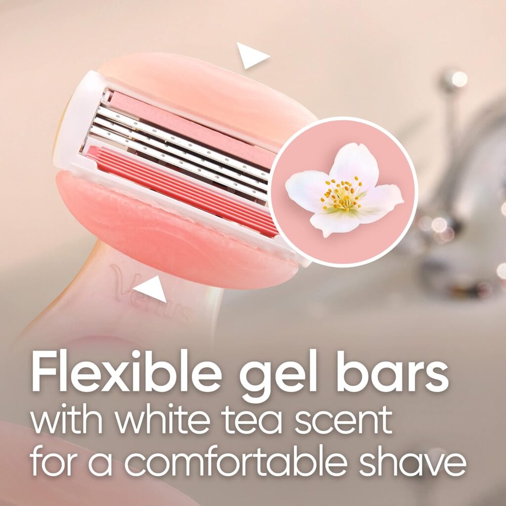 Gillette Venus Mini ComfortGlide White Tea Razors for Women, Includes 1 Mini Handle + 3 Refills + 1 Case