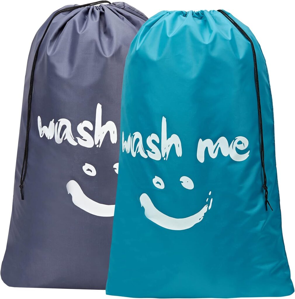 HOMEST 2 Pack XL Wash Me Travel Laundry Bag, Dirty Clothes Organizer, Large Enough to Hold 4 Loads of Laundry, Easy Fit a Laundry Hamper or Basket