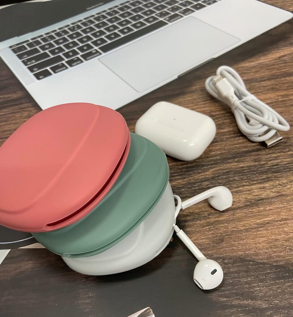 Silicone Headphone Organizer-Data Cable Storage Case-Mini Key Box-Portable Wired Headphone Organizer(Red-Grey-Green-3PCS)