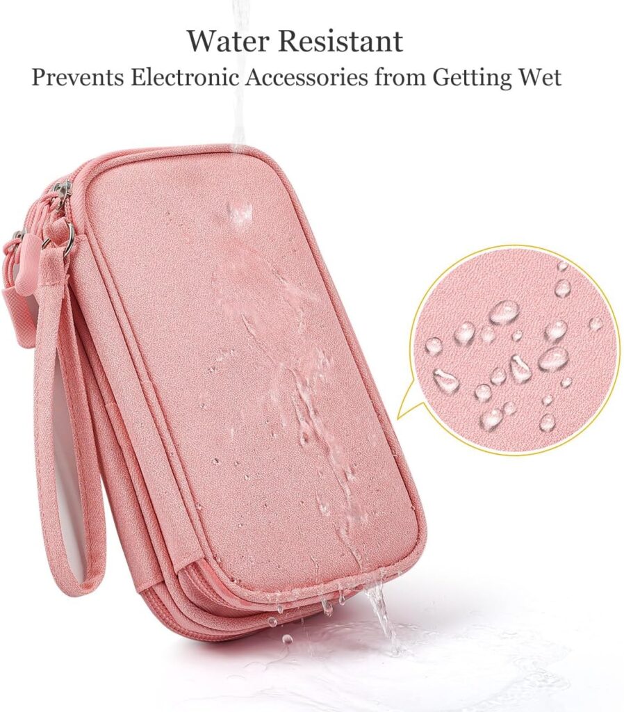 Waterproof Portable Electronic Organizer Bag Travel Accessories Universal Cord Storage Case for Charging Cable, Cell Phone, Power Bank, Kid’s Pens