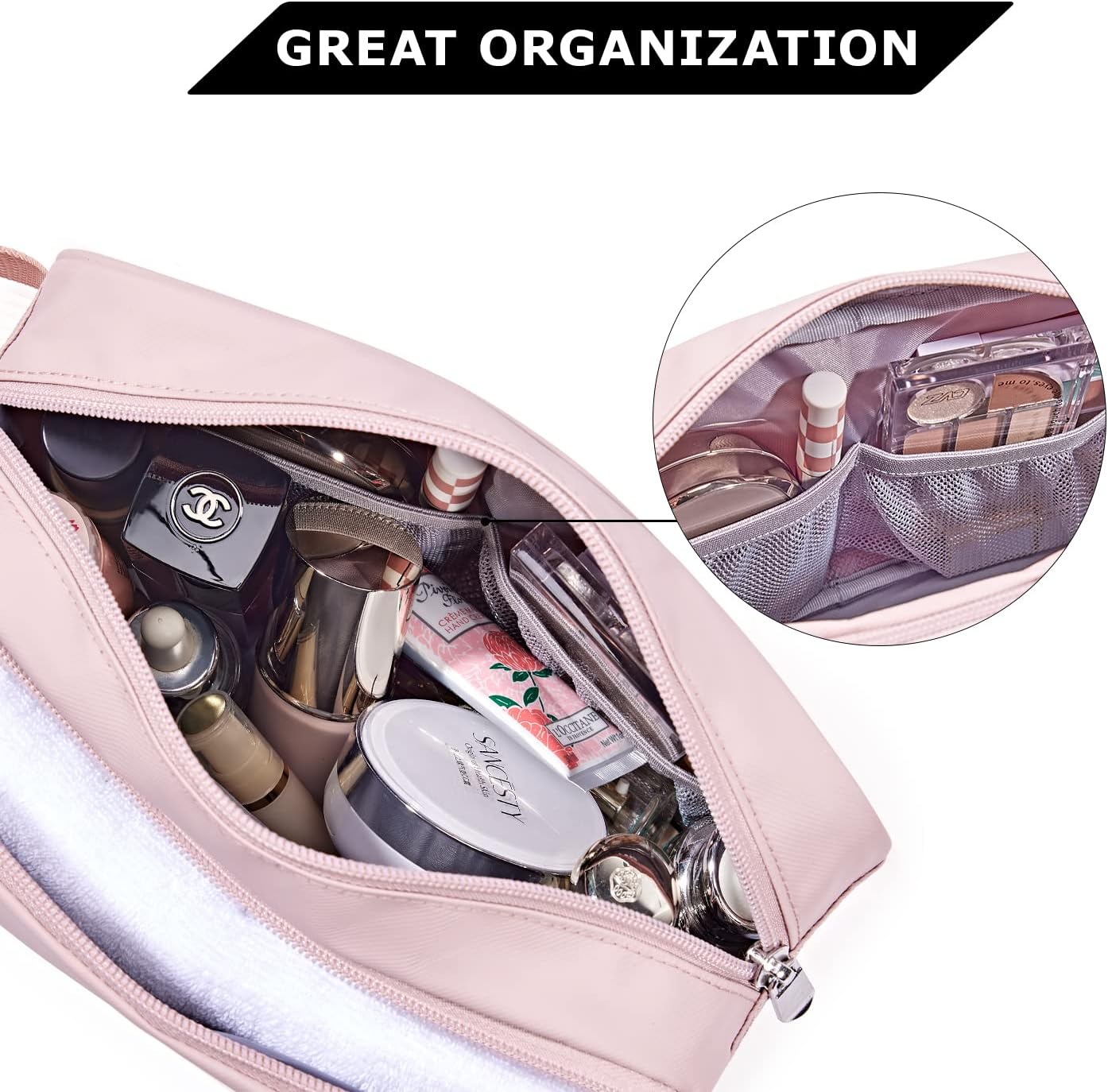 BAGSMART Toiletry Bag for Men, Travel Toiletry Organizer Dopp Kit Water-resistant Shaving Bag for Toiletries Accessories(Pink)