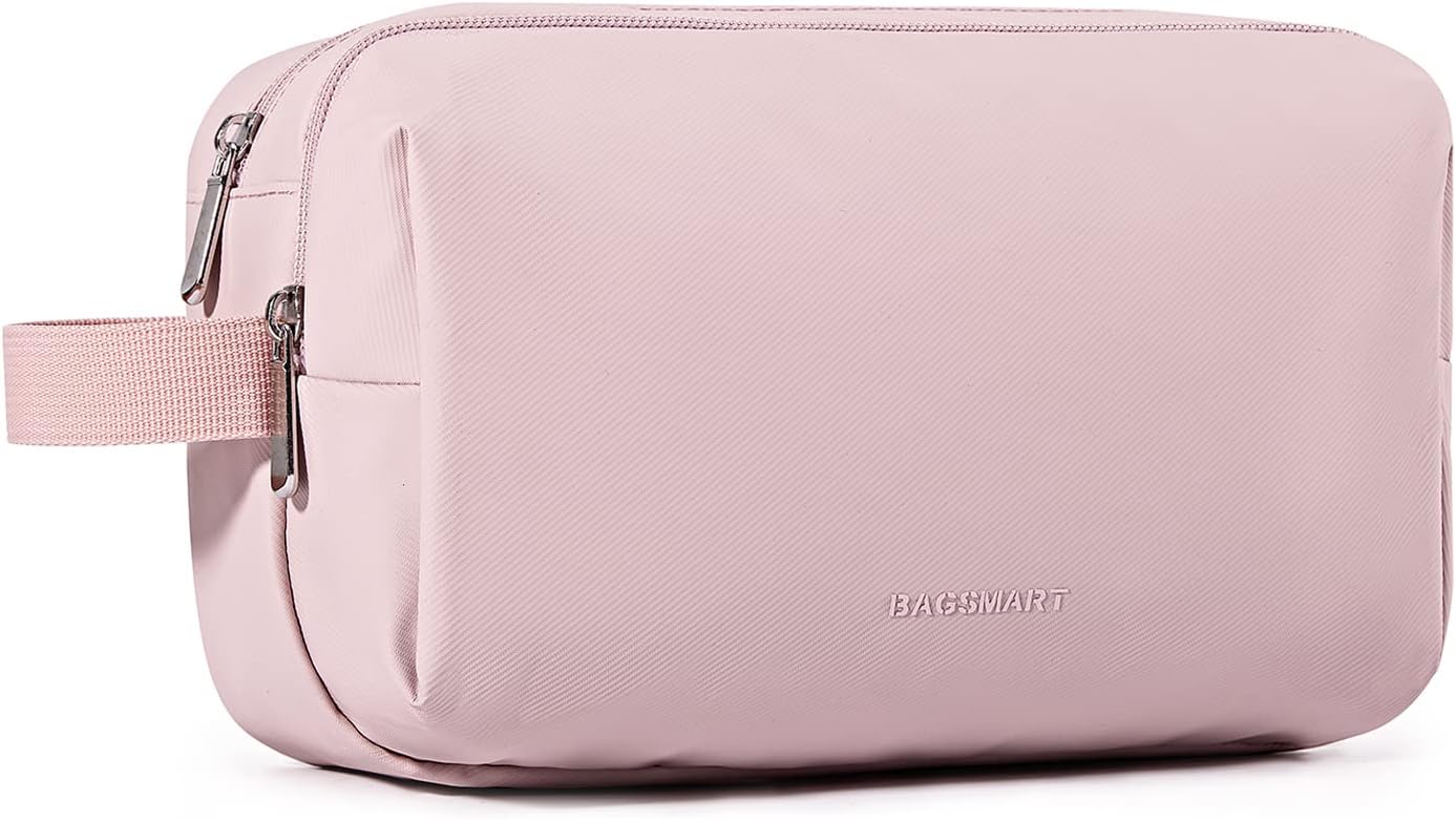 BAGSMART Toiletry Bag for Men, Travel Toiletry Organizer Dopp Kit Water-resistant Shaving Bag for Toiletries Accessories(Pink)