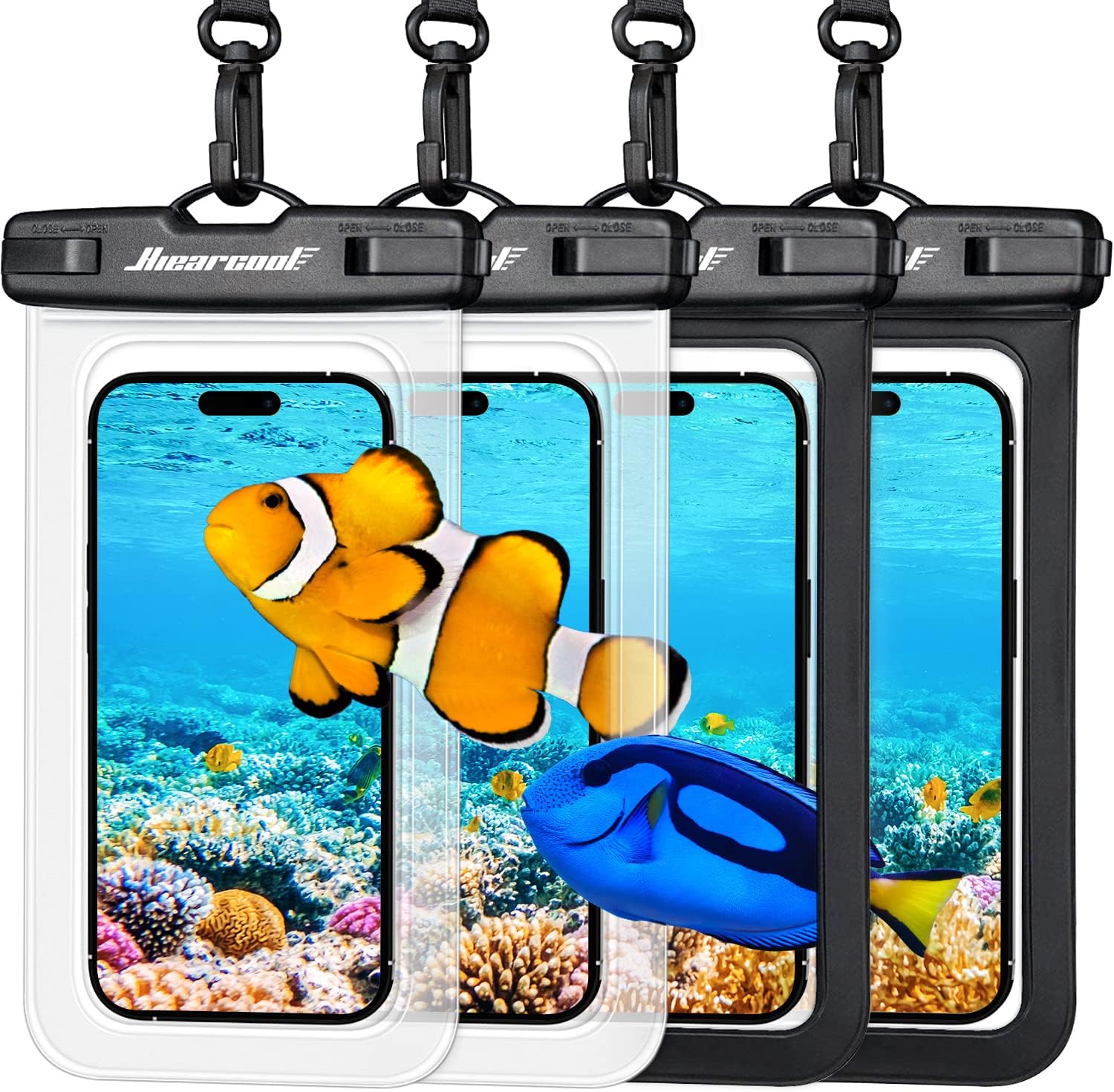 Hiearcool Waterproof Phone Pouch,Universal Waterproof Phone Case Dry Bag Travel Essentials for iPhone, Beach Accessories for Vacation Must Haves - BlackNavy-2 Pack