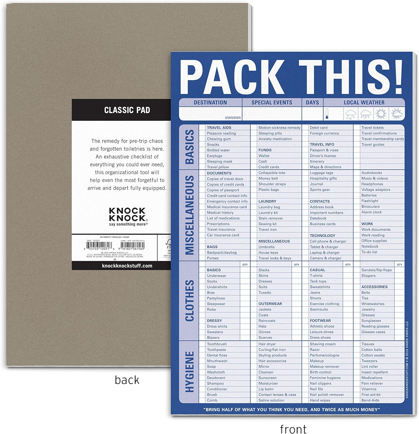 Knock Knock Pack This Pad (Pastel Version) - Packing List Pad  Travel Accessories, 6 x 9-inches