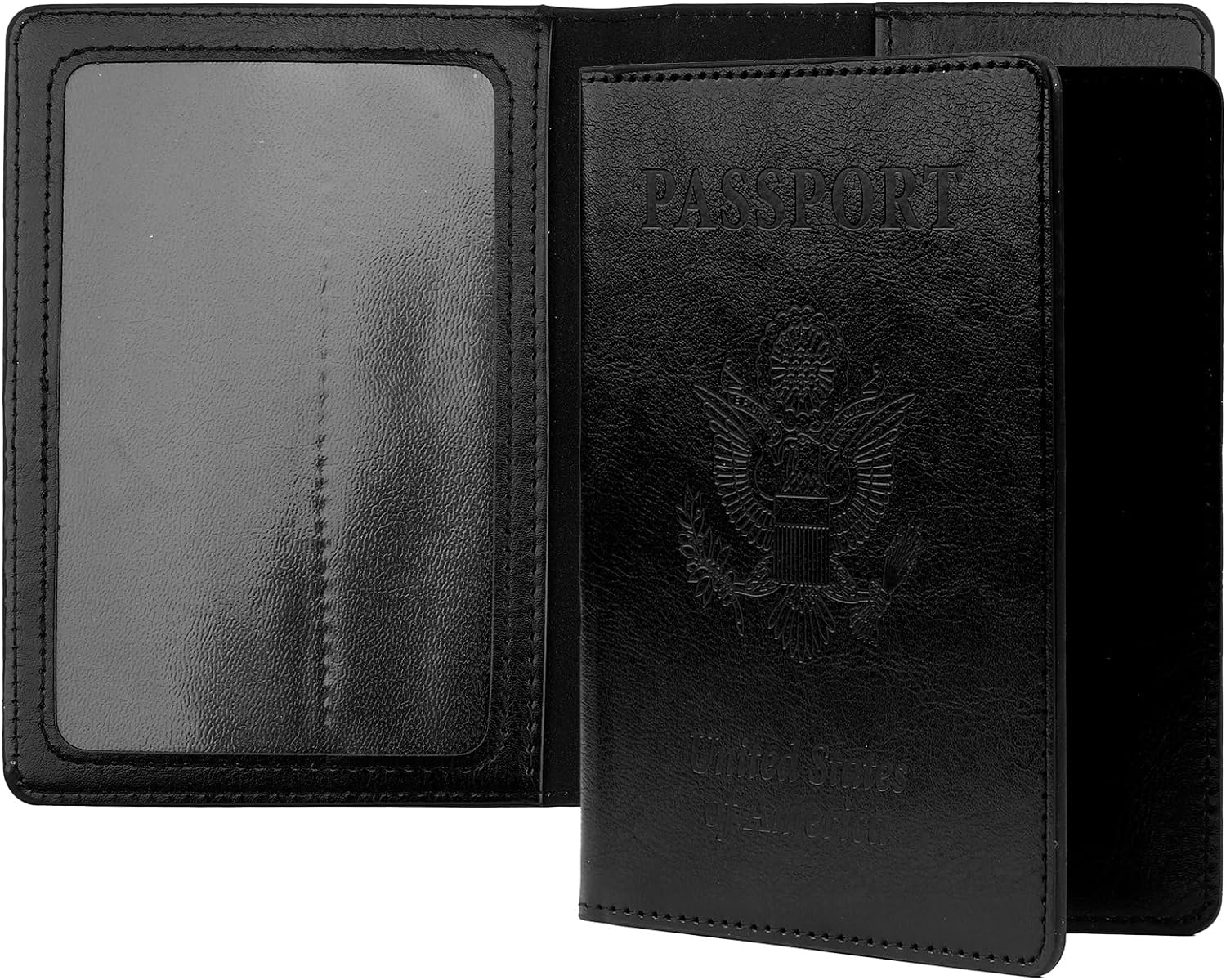 Passport Holder, Passport Holder Travel Must Haves, Passport Wallet for Men, 1 Pack Passport Cover with Vaccine Card Slot, Leather Passport Case Passport Protector Travel Accessories, Black