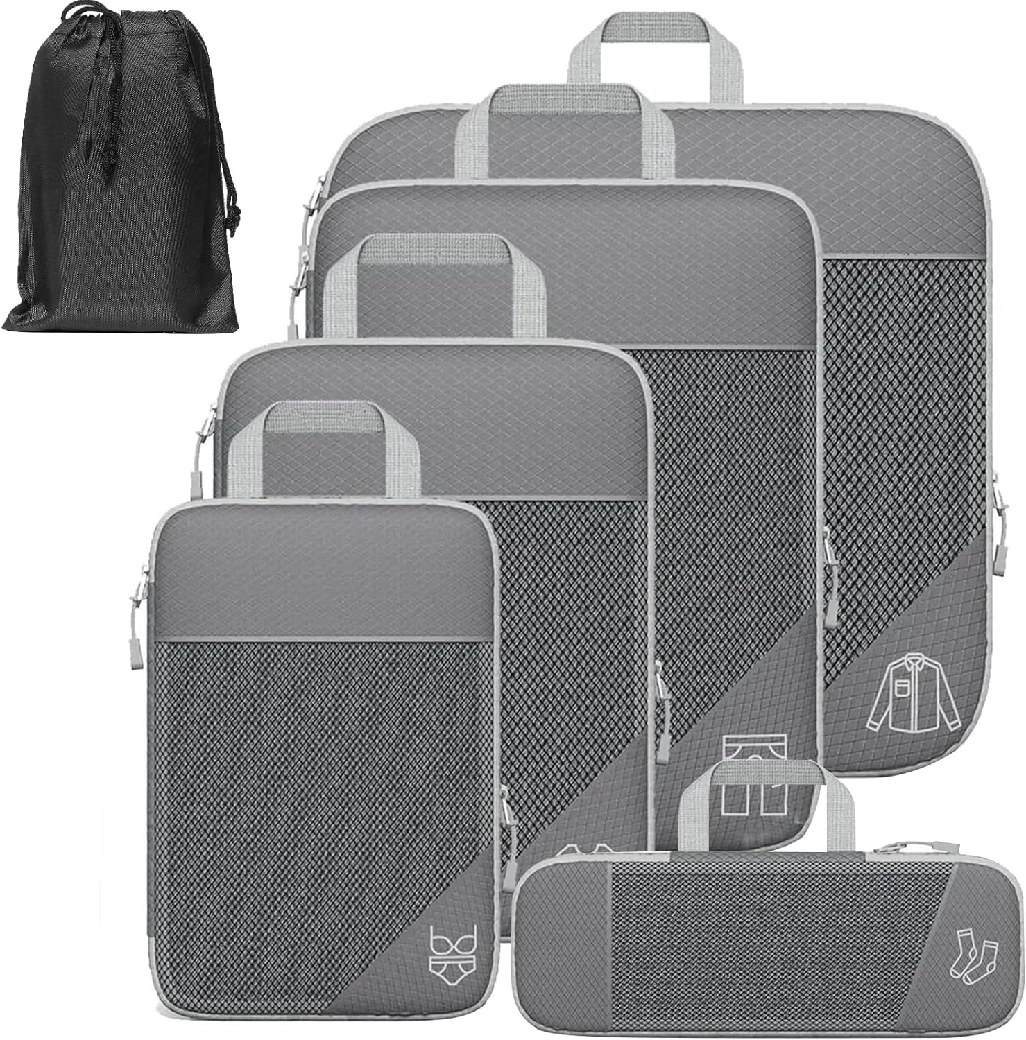 Compression Packing Cubes, 6 Set Suitcase Organizer Bags, Packing Cubes for Suitcases, Luggage Packing Organizers, Travel Bag, Compression Suitcase Organizer Bags Travel Cubes Travel Accessory