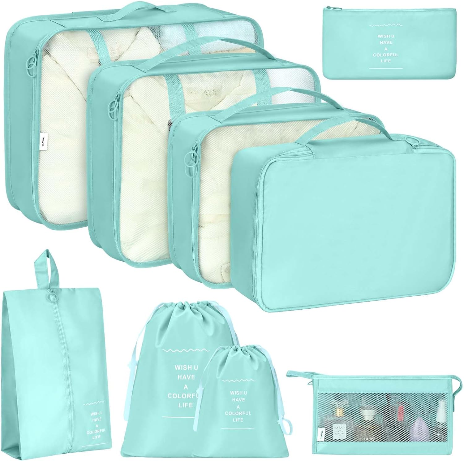 KPX Packing Cubes for Travel, Travel Luggage Packing Organizers, Travel Accessories Large Toiletries Bag for Clothes Shoes Cosmetics Toiletries