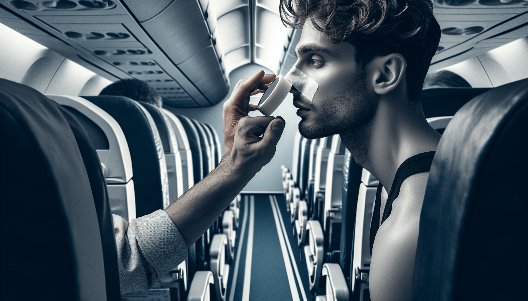 The Unexpected Reason You Might See Someone Taping Their Nose During A Flight