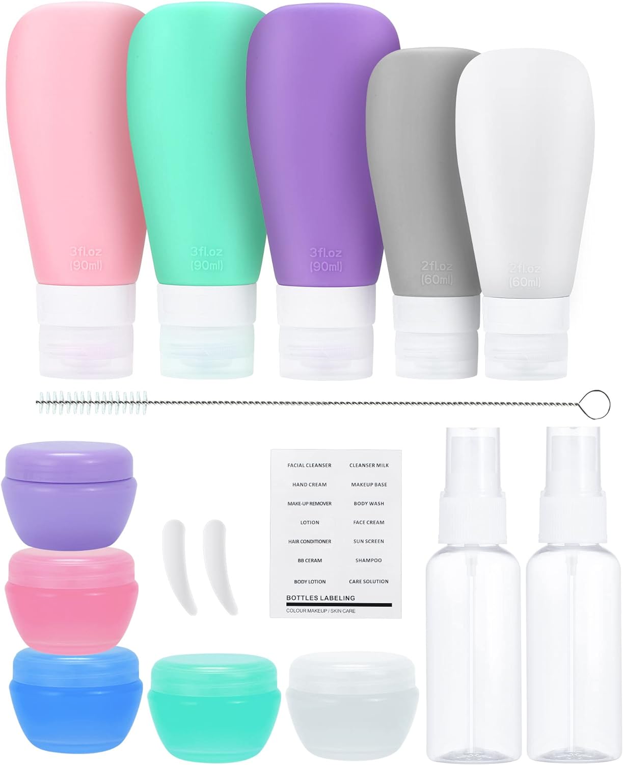 Travel Bottles Set for Toiletries, Travel Essentials Silicone Travel Bottle, Tsa Approved 16pack Travel Size Containers for Shampoo, Conditioner, Lotion - Squeezable Tubes Easy Dispensing(BPA Free)