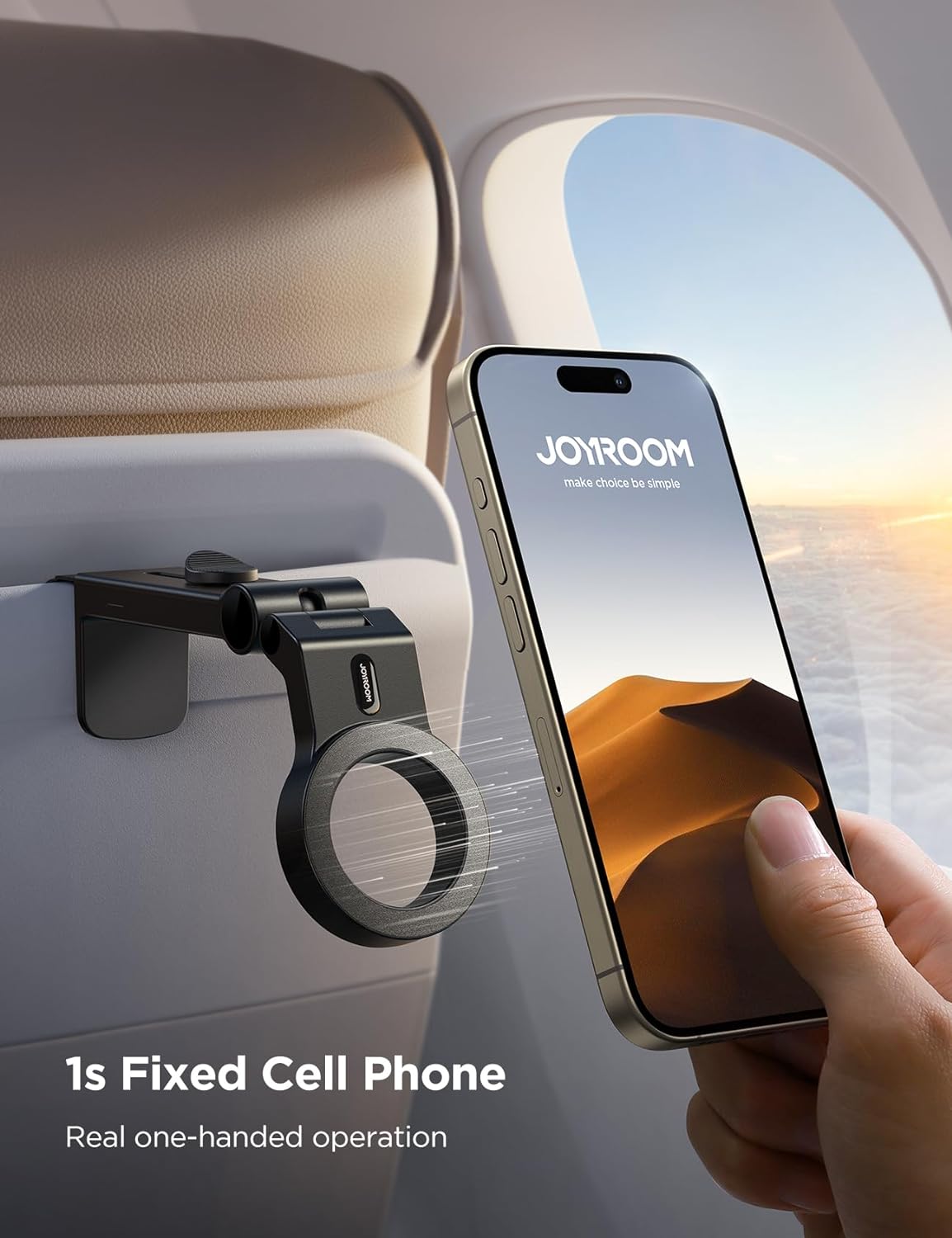 JOYROOM for Magsafe Airplane Phone Holder Travel Essentials,【𝗙𝘂𝗹𝗹 𝗔𝗻𝗴𝗹𝗲 𝗥𝗼𝘁𝗮𝘁𝗶𝗼𝗻】 Hands-Free Plane Phone Holder, Airplane Travel Accessories for iPhone 15 Pro Max  Magsafe Case