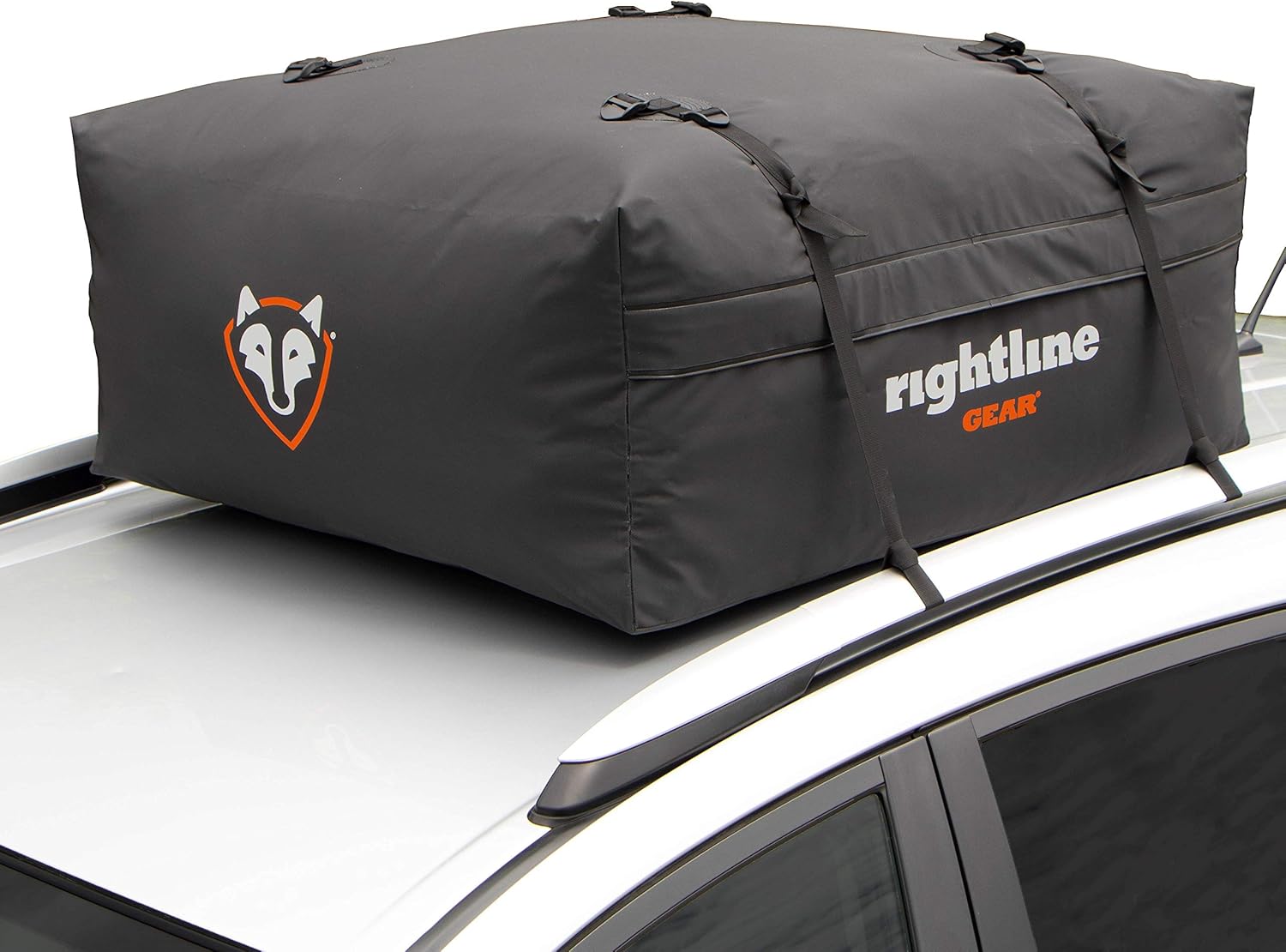 Rightline Gear Range Jr Weatherproof Rooftop Cargo Carrier for Top of Vehicle, Attaches With or Without Roof Rack, 10 Cubic Feet, Black