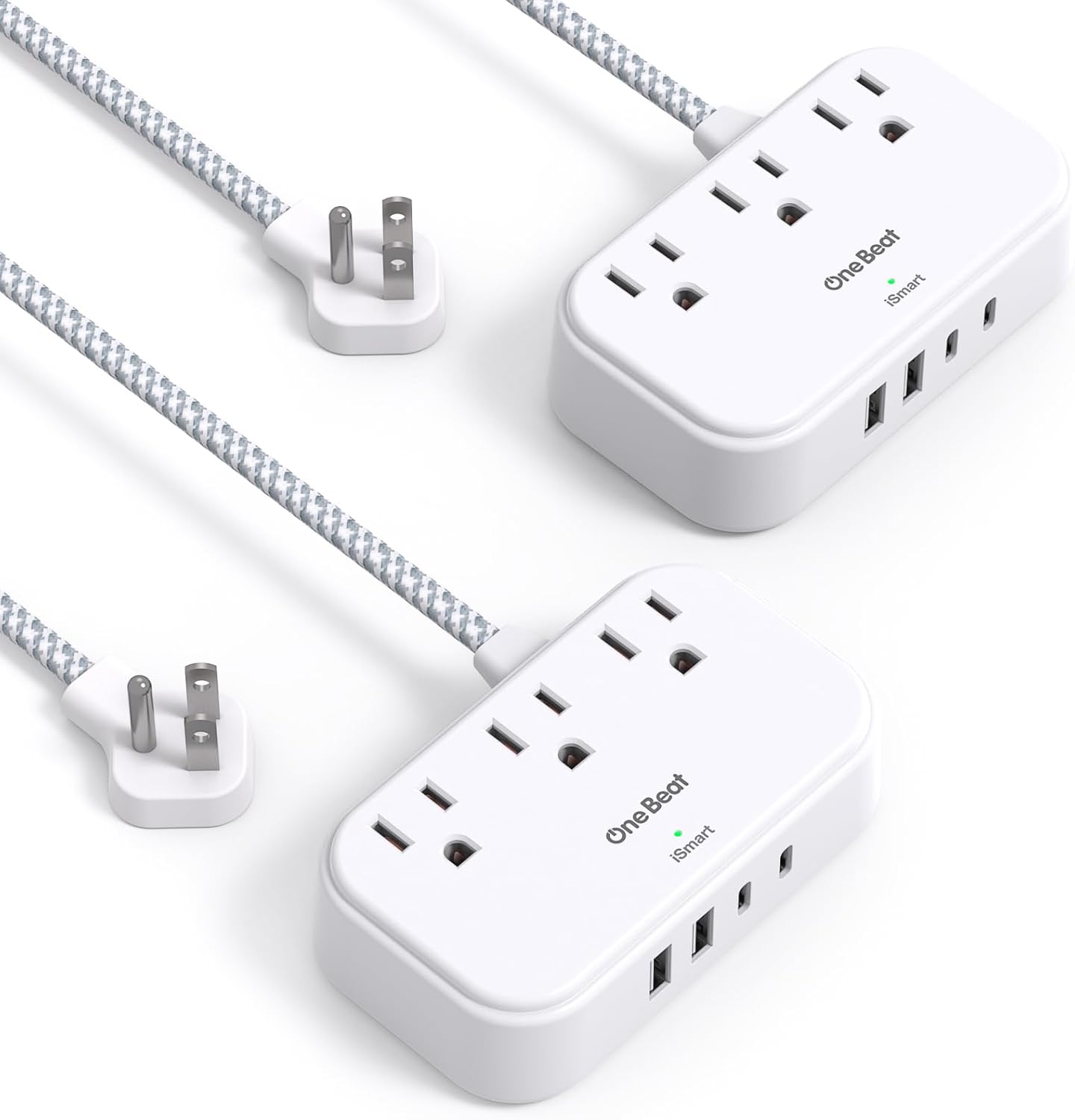 1 Pack Cruise Essentials, 5 Ft Flat Extension Cord, 3 Outlets 4 USB Ports(2 USB C) Flat Plug Power Strip, USB Charging Station with Non Surge Protector for Cruise Ship, Travel, Dorm Room Essentials