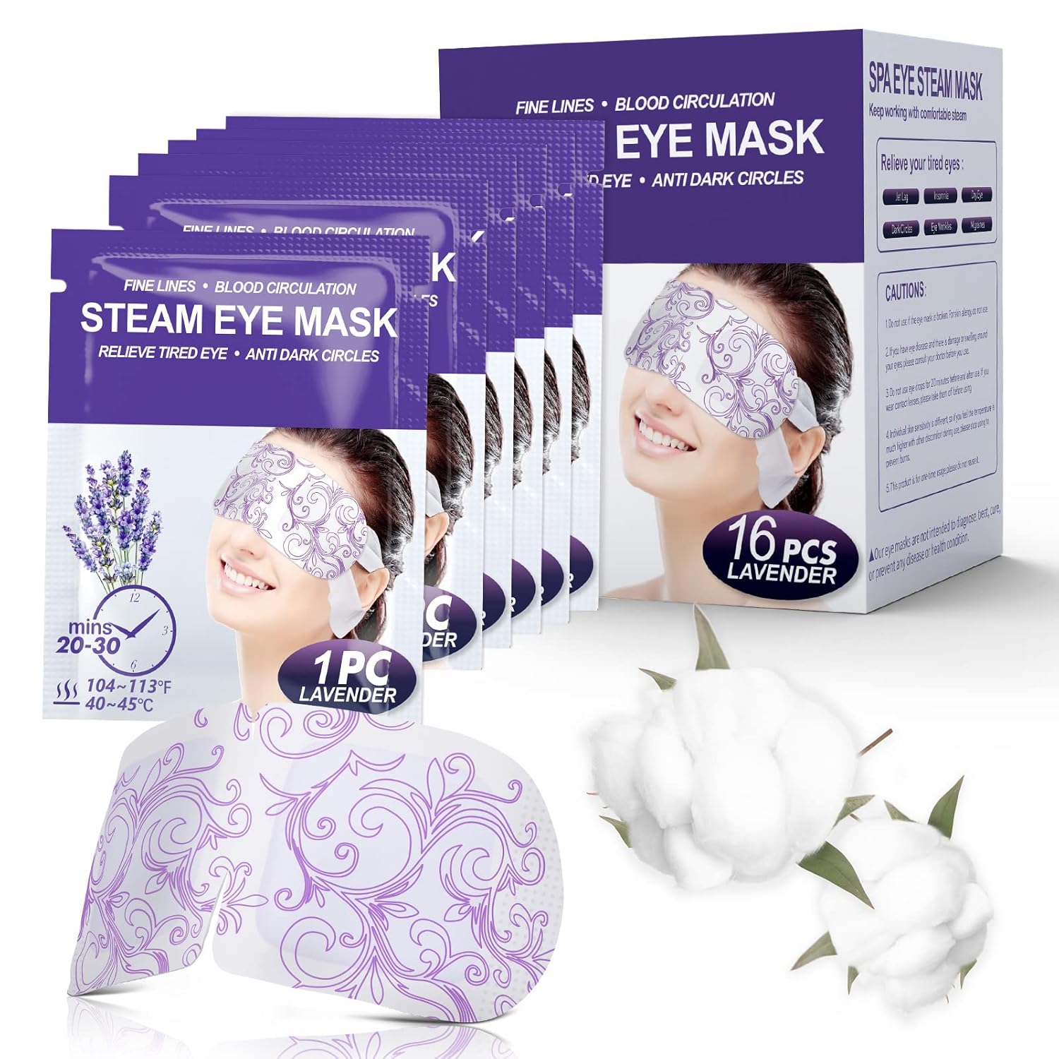 16 Packs Steam Eye Masks for Dry Eyes, SPA Warm Eye Mask, Relief Eye Fatigue Hot Sleep Eye Mask for Puffy Eyes Mask, Disposable Moist Heating Compress Pads for Sleeping- Unscented3