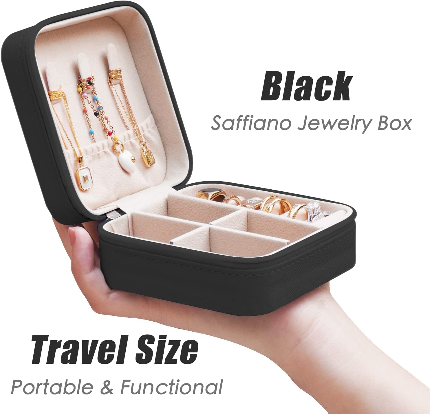 Exquisite Travel Jewelry Case, Portable Mini Jewelry Travel Organizer, Small Jewelry Box for Women, Bridesmaid Gift and Travel Essential to Store Ring, Necklace, Earring(1pc pink peach)