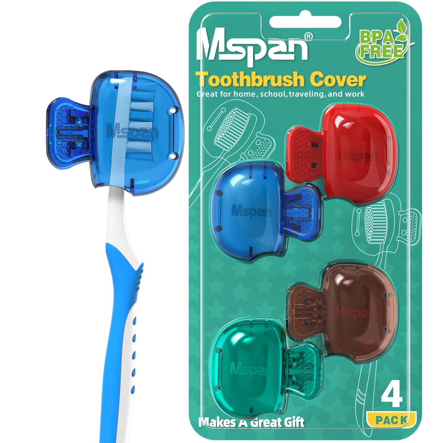 Mspan Toothbrush Head Cover Cap: Toothbrush Protector Brush Pod Case Protective Plastic Clip Bathroom Cool Stuff for Household Travel