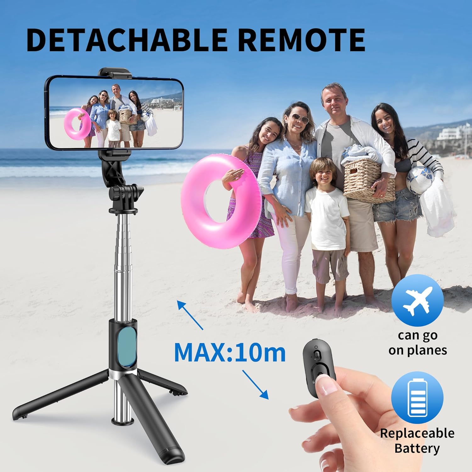 Selfie Stick Tripod, All in One Extendable  Portable Selfie Stick with Wireless Remote Compatible with iPhone 14 13 12 11 pro Xs Max Xr X 8 7, Galaxy Note10/S20/S10/OnePlus 9/9 PRO etc