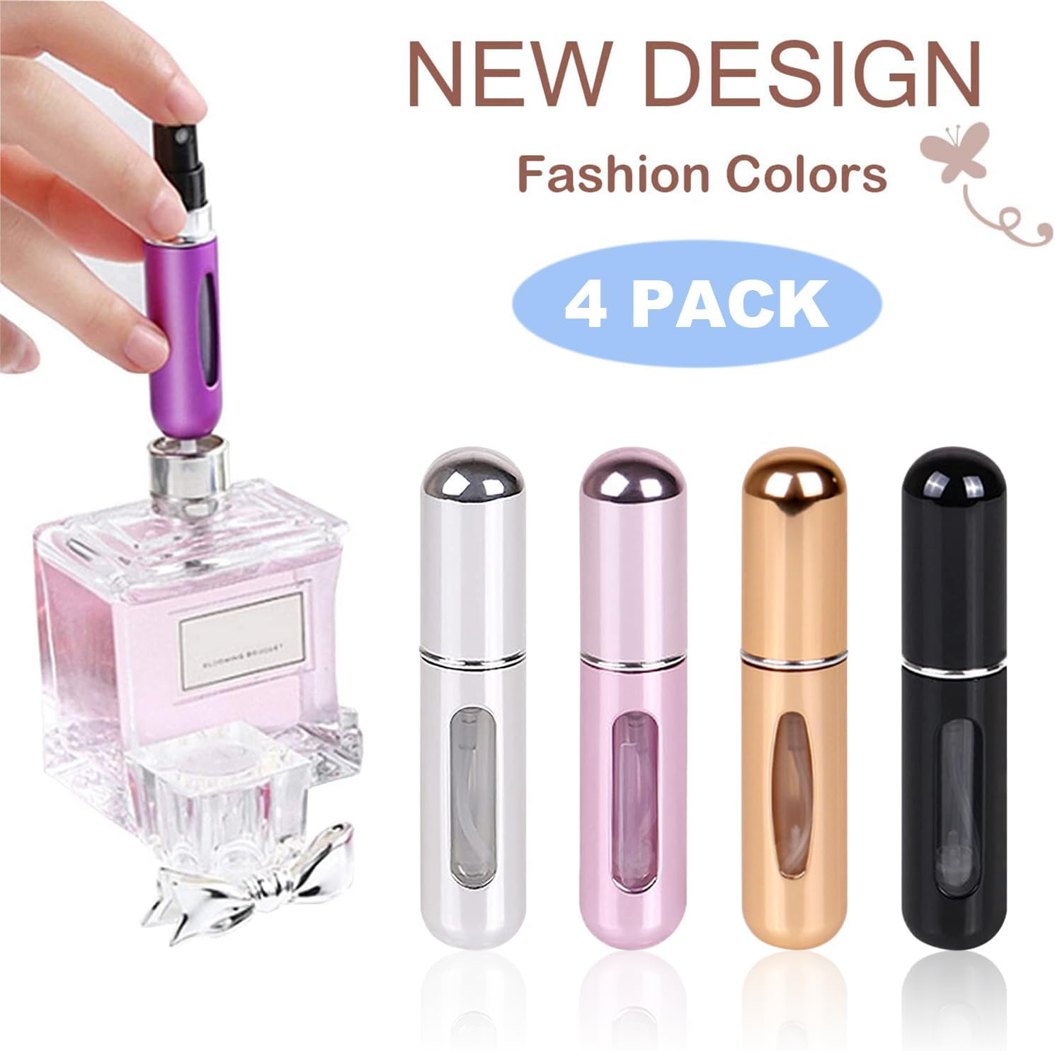 Travel Mini perfume Refillable Atomizer Container, Pocket Travel Size Cologne Sprayer, Perfume Scent Pump Case, Fragrance Empty spray bottle for Traveling and Outgoing 5ml (2Pcs)